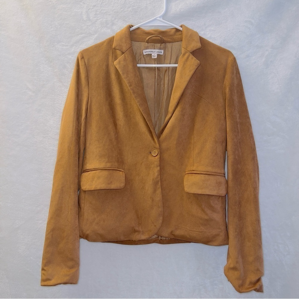 Sincerely Jules Brown Faux Suede Long Sleeve Blazer Jacket size small